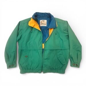 Vintage London Fog Colorblock Windbreaker Jacket 90s Green Blue Yellow M